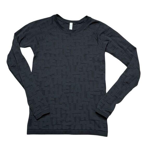 Athleta Black Momentum Top Black Logo Size Small - Picture 2 of 6